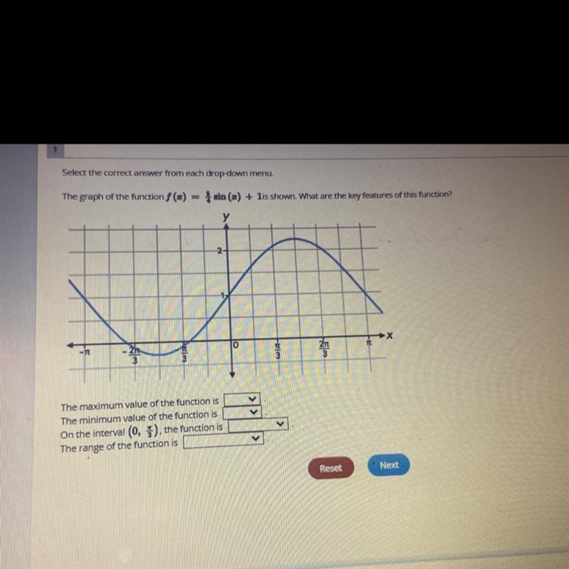 The maximum value of the function is: 2 pi12.25The minimum value of the function is-example-1