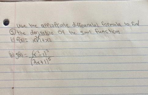 Use the appropriate differenatal formula to find© the derivative of the given function-example-1