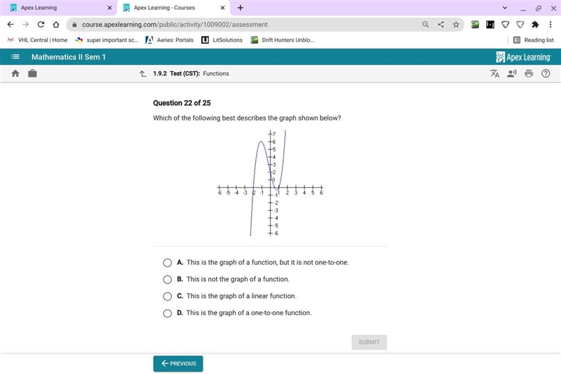 Which of the following best describes the graph shown below-example-1