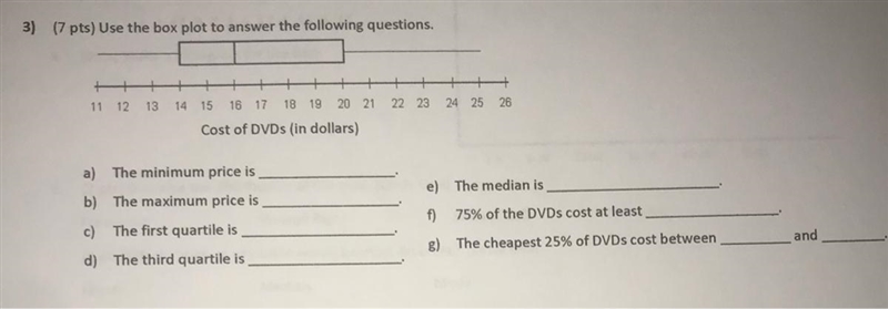 Use the box plot to answer the following questions.22 2311 1224 25 261318 19 20 2114 15 16 17Cost-example-1