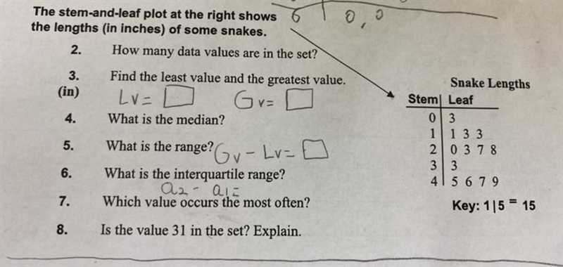 I’m missing some information on how to do this. I got the stem and leaf plot done-example-1