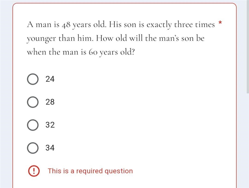 A man is 48 years old. His son is exactly three times younger than him. How old will-example-1