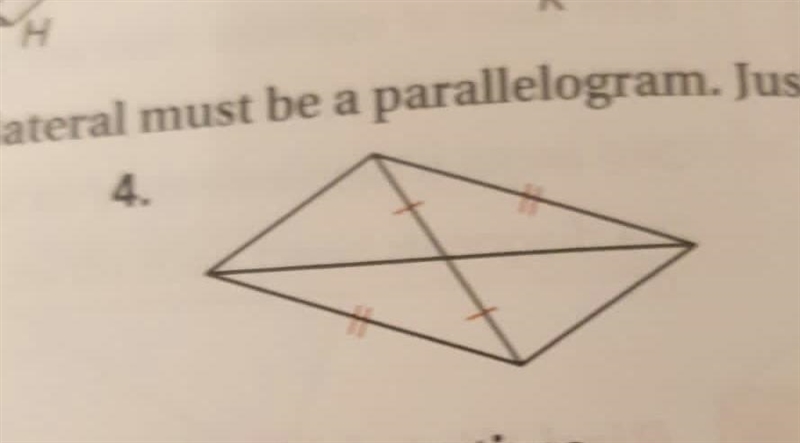 How is this shape not a parallelogram? There one pair of congruent sides and a bisected-example-1