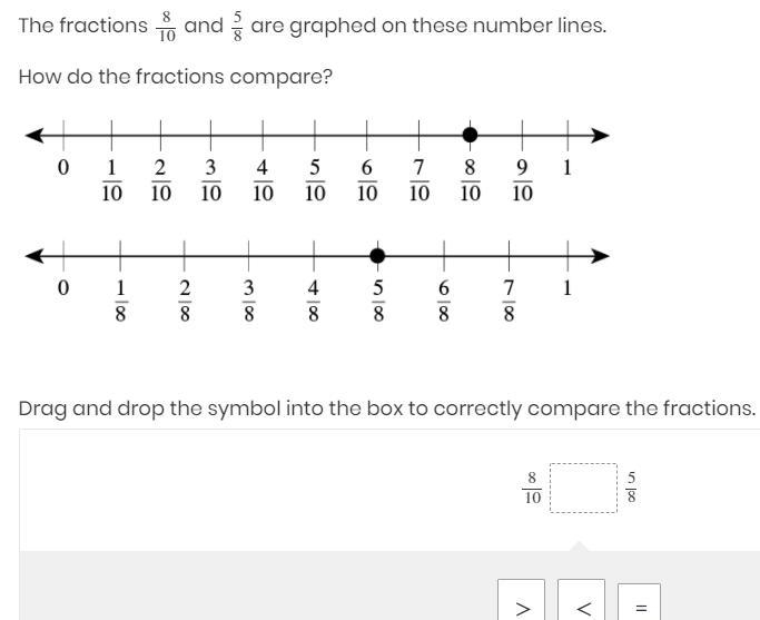 Please help me. Thank you so much. :3 The fractions 810 and 58 are graphed on these-example-1