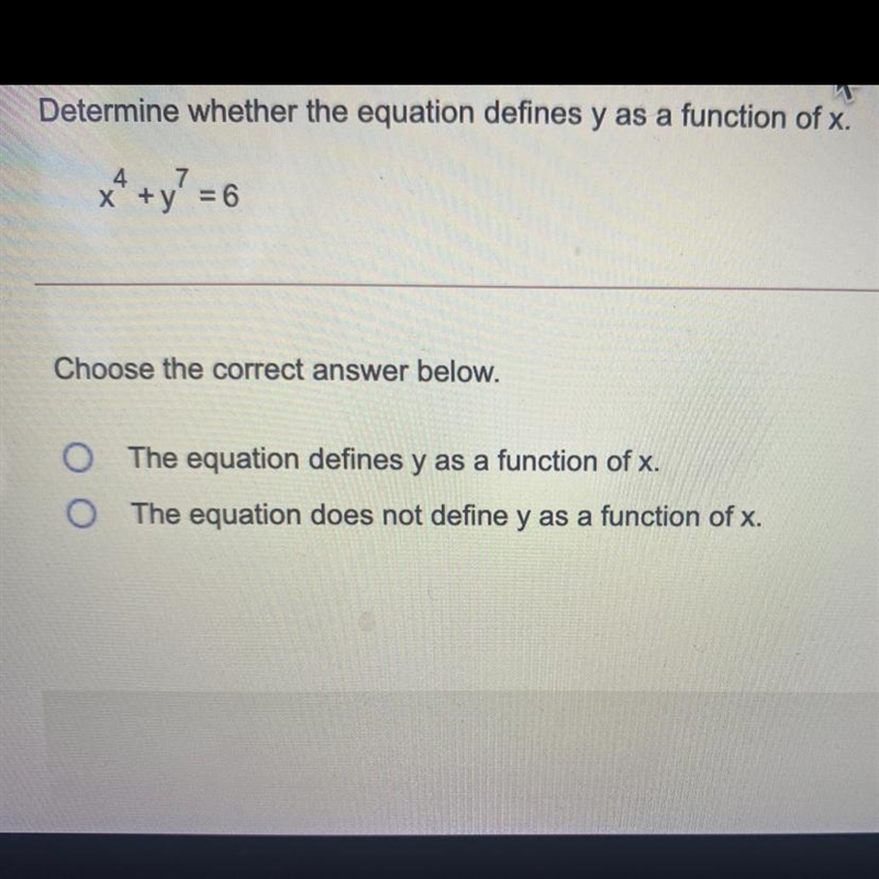 Determine whether the equation defines Y is a function of XPlease explain-example-1