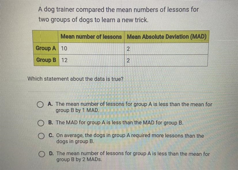 A dog trainer compared the mean numbers of lessons fortwo groups of dogs to learn-example-1