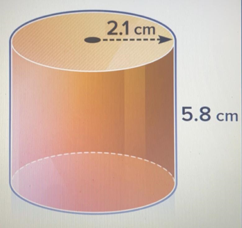 The diameter of a water bottle is 2.4 centimeters. The height is 10.3 centimeters-example-1