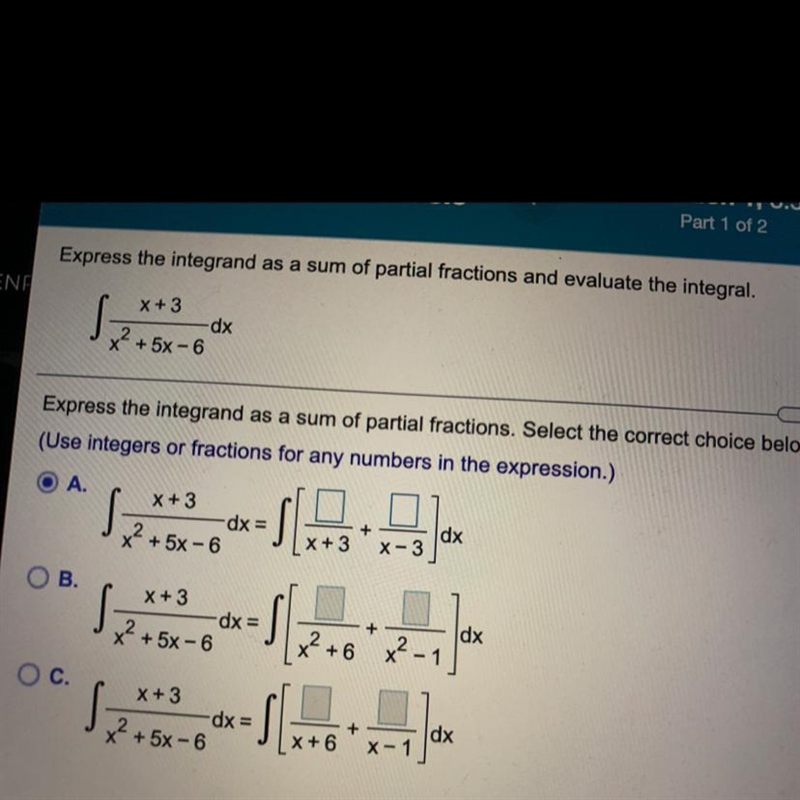 Express the integrand as a sum of partial fractions and evaluate the. Integral-example-1