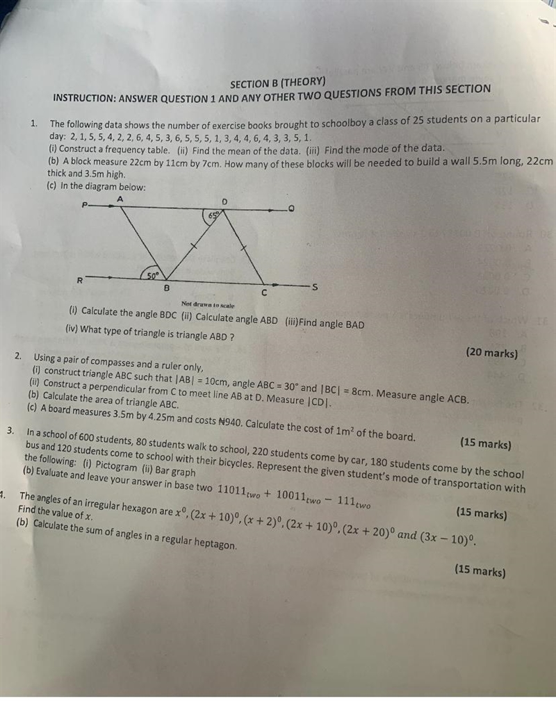 (c) In the diagram below:ARga nainP.50°B65%DNot drawn to scale(i) Calculate the angle-example-1