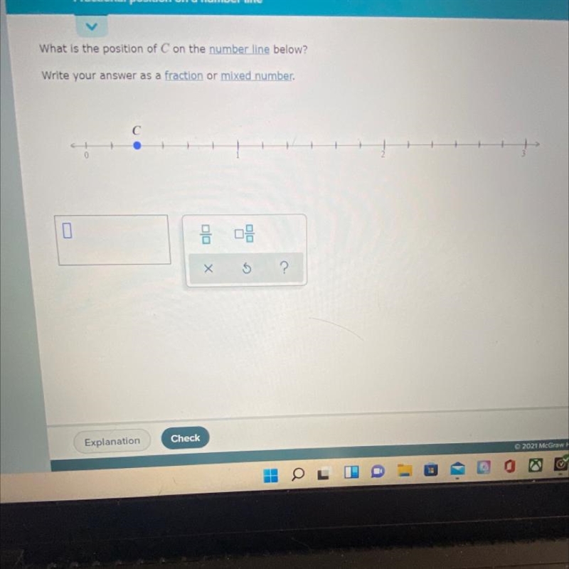 What is the position of see on the number line belowWrite your answer as a fraction-example-1