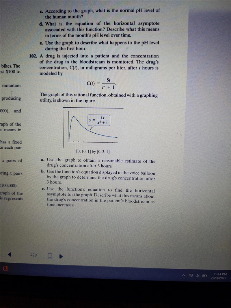 please help I am lost,a drug is injected into a patient and the concentration of the-example-1