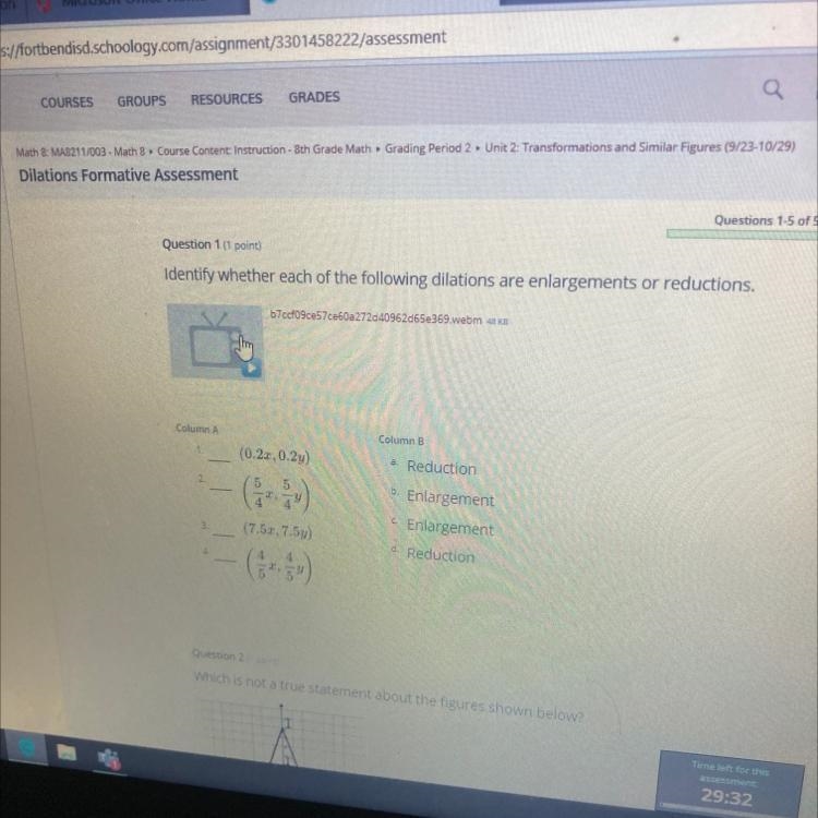 Identify whether each of the following dilations are enlargements or reductions.67 ccf-example-1