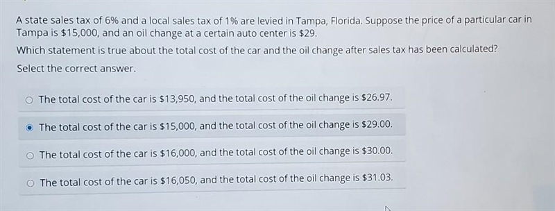 A state sales tax of 6% and a local sales tax of 1% are levied in Tampa, Florida. Suppose-example-1