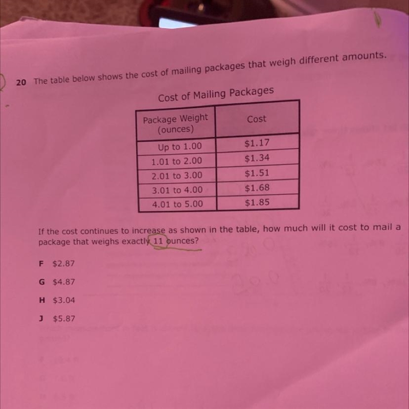 the below shows the case of mailing packages that weigh different amounts.Cast of-example-1