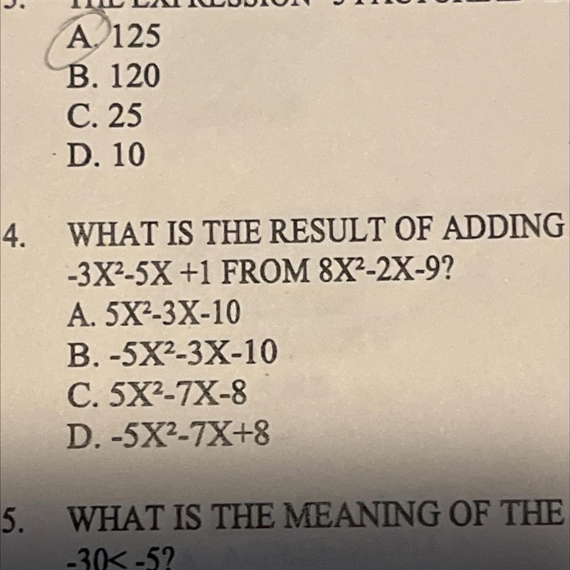 What is the result of adding -3X exponent 2 - 5x + 1 from 8x-2X-9-example-1