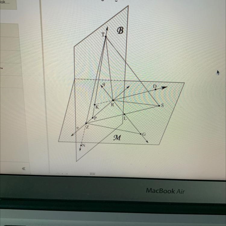 Which of the following things are NOT contained in B.A. Line segment RTB. Line q C-example-1