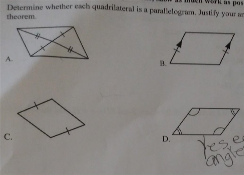 Determine whether each quadrilateral is a parallelogram justify your answer using-example-1