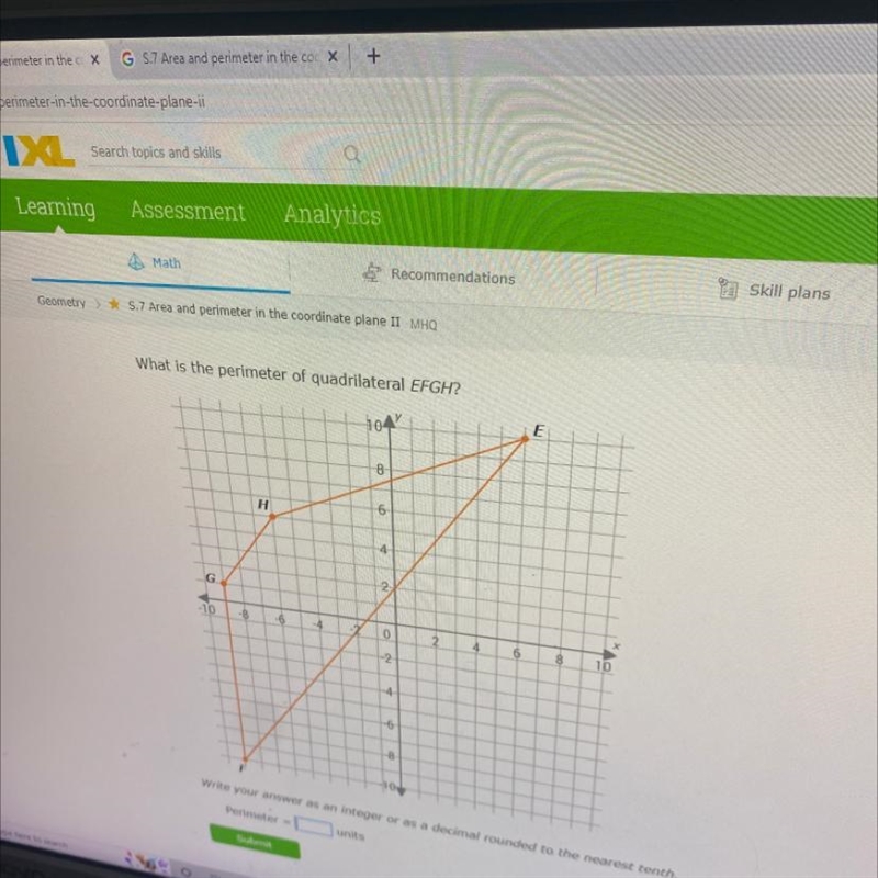 What is the perimeter of quadrilateral EFGH?-example-1