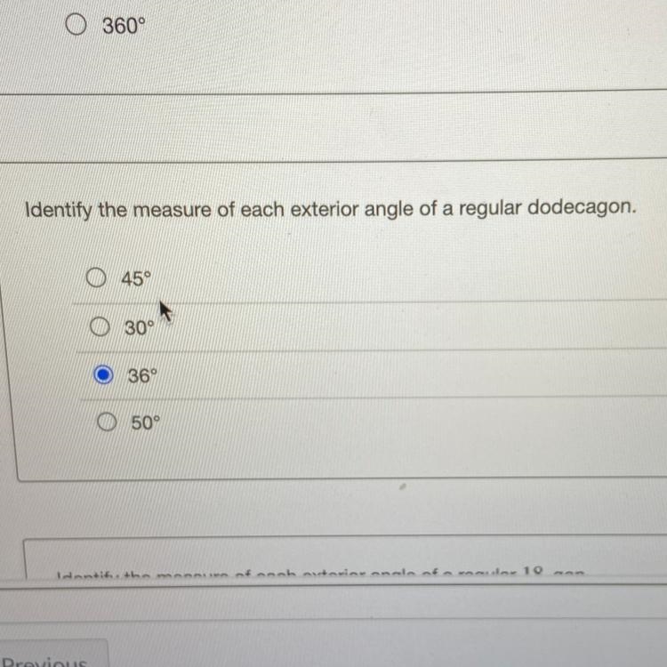 Identify the measure of each exterior angle of a regular dodecagon-example-1