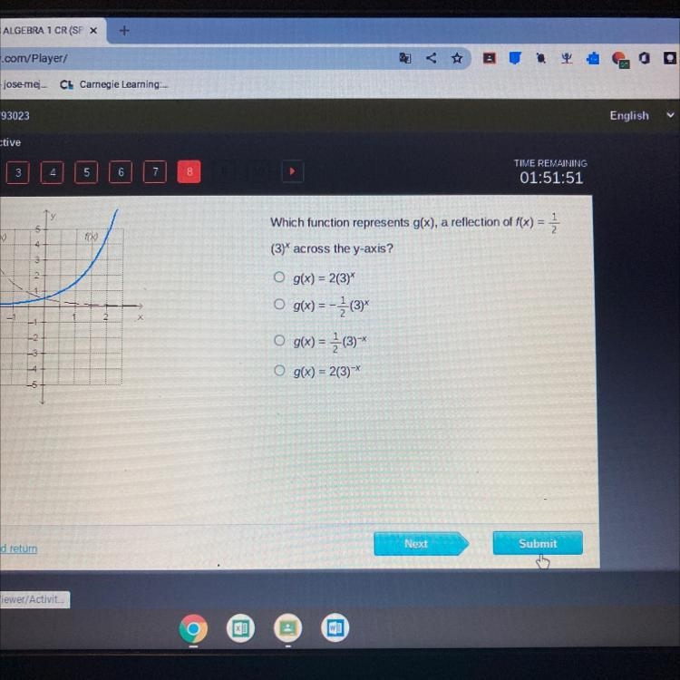 5gesf(0Which function represents g(x), a reflection of f(x) = {(3) across the y-axis-example-1