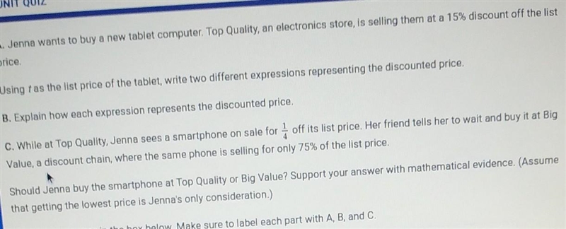 Should Jenna buy the smart phone at top quality or big value? support your answer-example-1