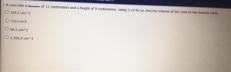 What is the volume of the cone rounded to the nearest 10th-example-1