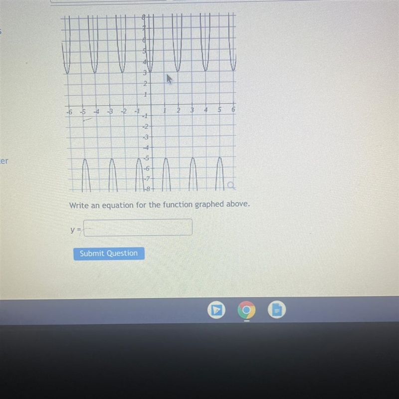 Write an equation for the function graphed above.-example-1