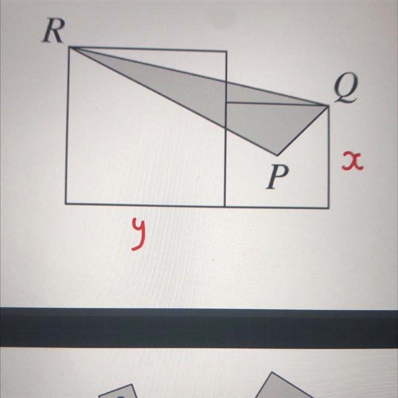 Find a formula for the area of the grey triangle assume p is the centre of the smaller-example-1