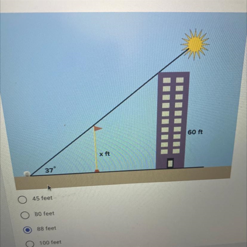 What is the distance from the ball to the base of the building? Round to the nearest-example-1