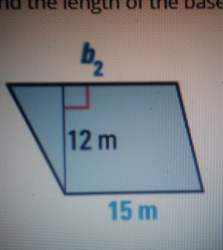 Find the length of the base if the area of the trapezoid is 198 M2.-example-1