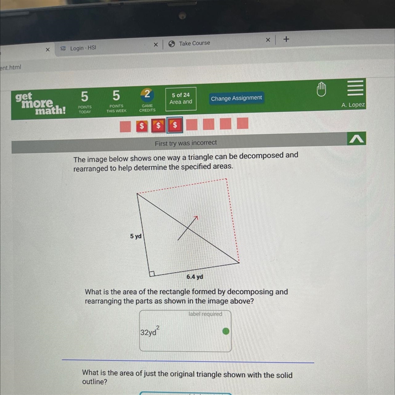 What is the area of just original triangle shown with the solid outline-example-1