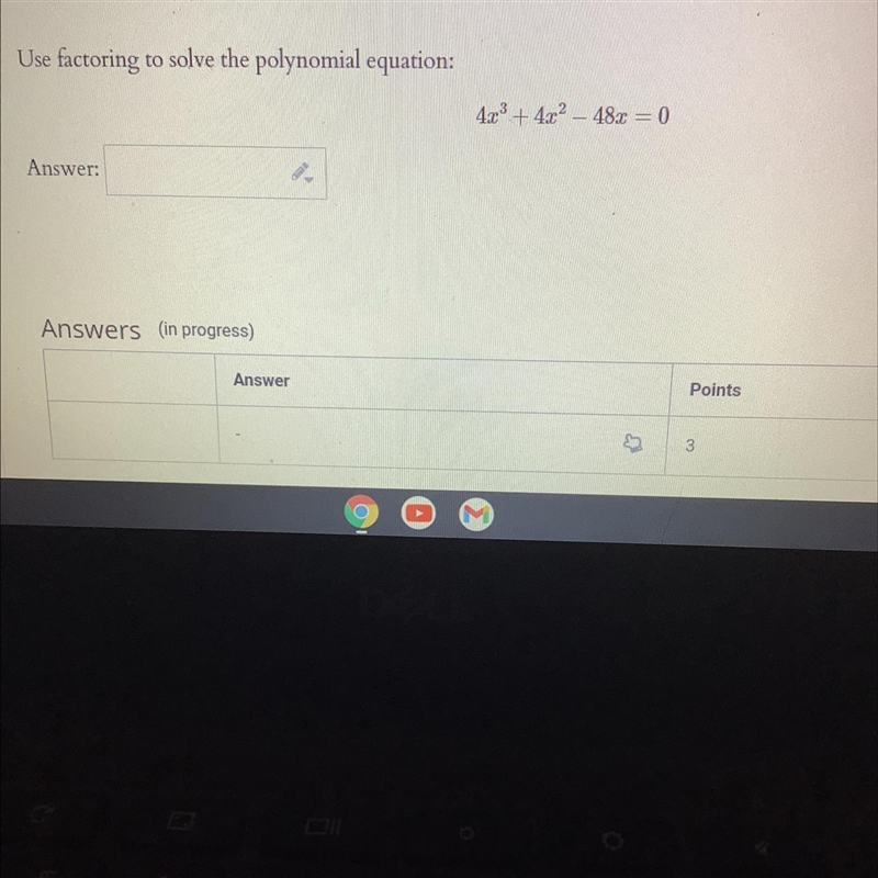 Use factoring to solve the polynomial equation:423 + 422 – 482 = 0Answer:-example-1