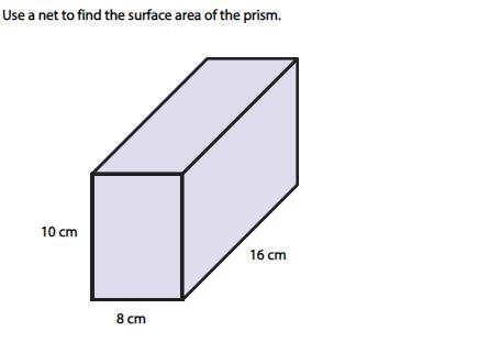 Use a net to find the surface area of the prism.-example-1