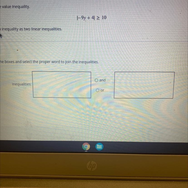 Rewrite the given any quality as two linear inequalities enter the two inequalities-example-1