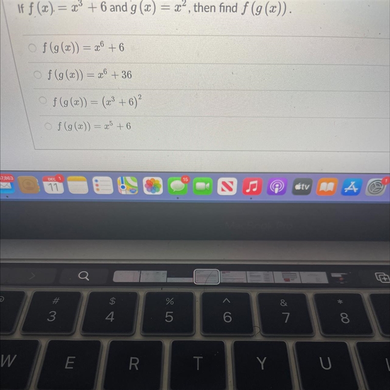 If f(x) = x^3 +6 and g(x) =x^2 Find f(g(x) )-example-1