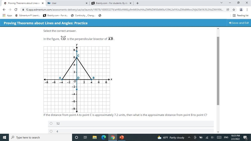 If the distance from point A to point C is approximately 7.2 units, then what is the-example-1