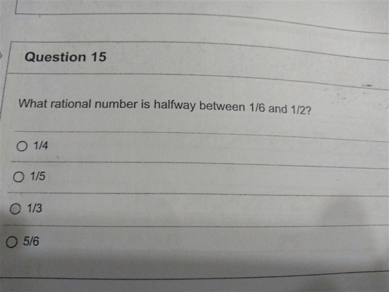 What rational number is halfway between 1/6 and 1/2-example-1