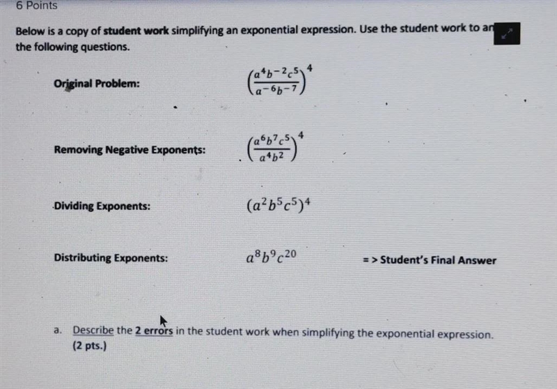 awnser the question below B) Correctly simplify the exponential expression please-example-1