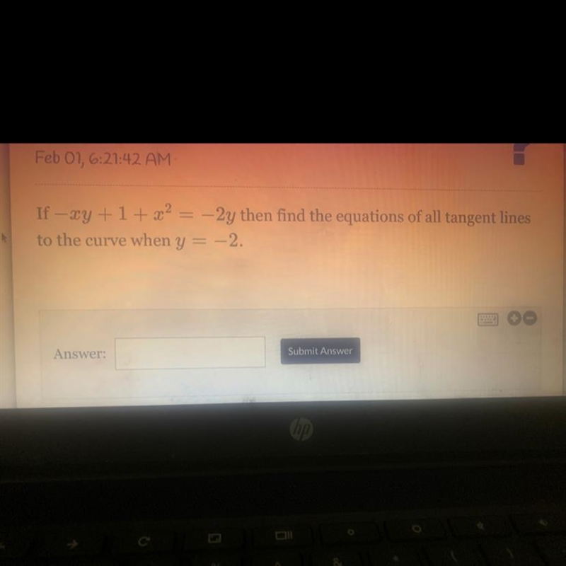 If -xy+ 1 + x^2 = 2y then find the equations of all tangent lines to the curve y= -2-example-1