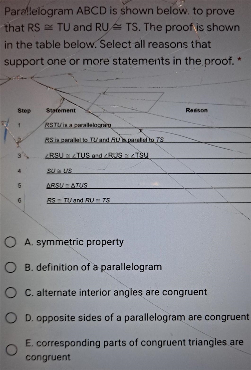 Select all reason that support one or more staments in the proof.-example-1