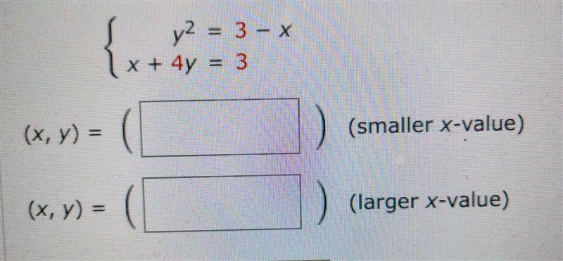 NO LINKS!! Use the method of substitution to solve the system. (if there's no solution-example-1