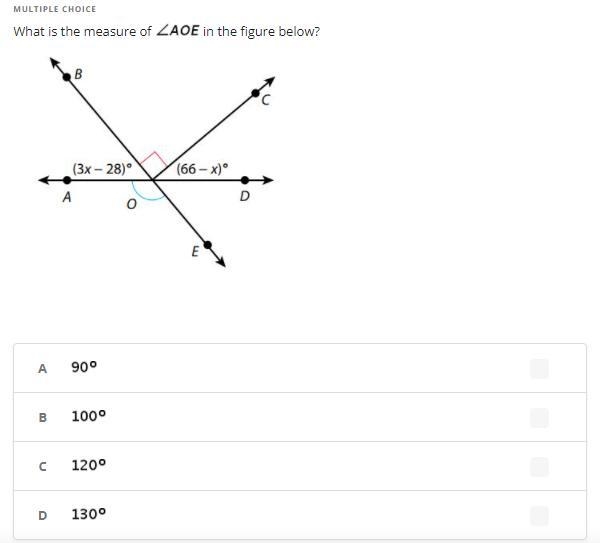 What is the Measure of angle AOE in the figure below?-example-1