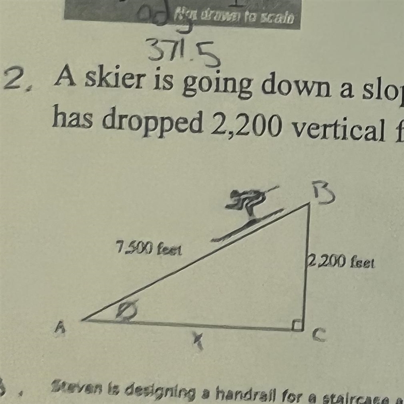 A skier is going down a slope that measures 7,500ft long. By the end of the slope-example-1