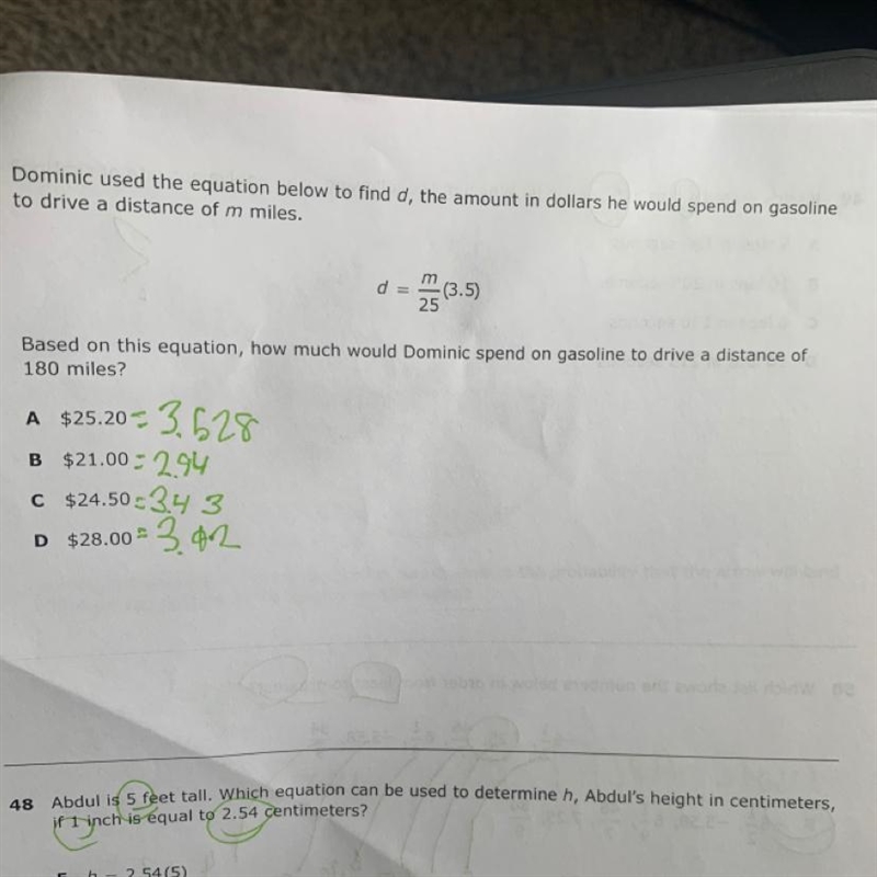 47 Dominic used the equation below to find d, the amount in dollars he would spend-example-1