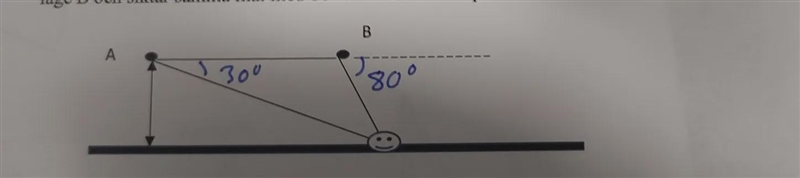 An aircraft 2 km high from the ground. Calculate the plane's speed v. from A to B-example-1