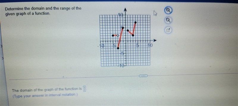 Determine the domain and the range of the given graph domain: range:​-example-1