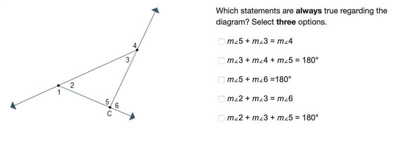 A triangle is shown with its exterior angles. The interior angles of the triangle-example-1