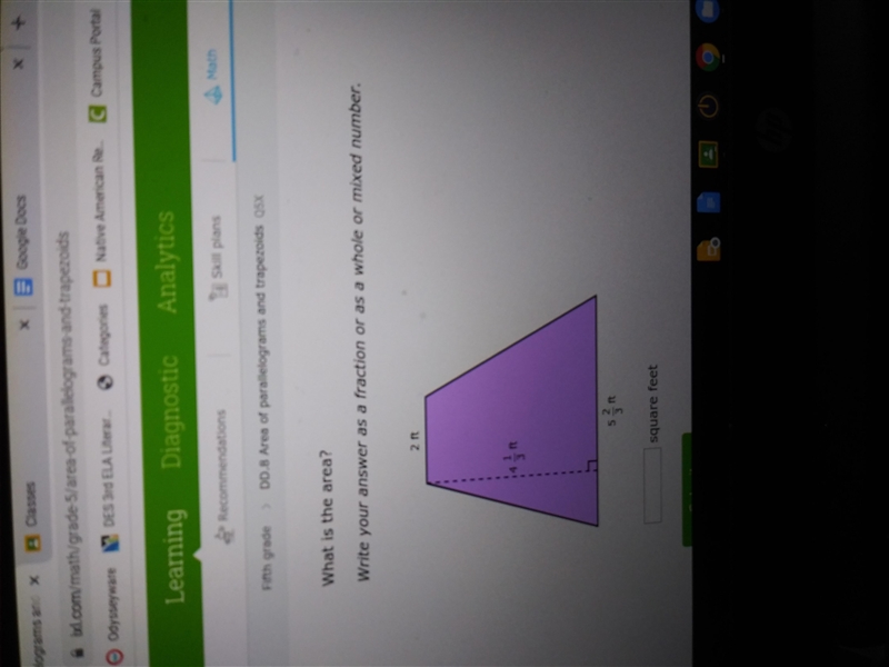 Fifth grade DD.8 Area of parallelograms and trapezoids 05X What is the area? Write-example-1