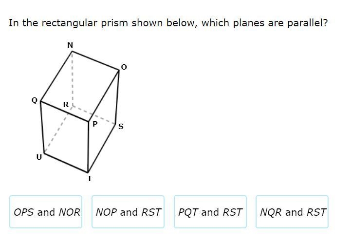 In the rectangular prism shown below, which planes are parallel?-example-1