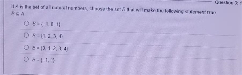 If A is the set of all natural numbers, choose the set B that will make the falling-example-1